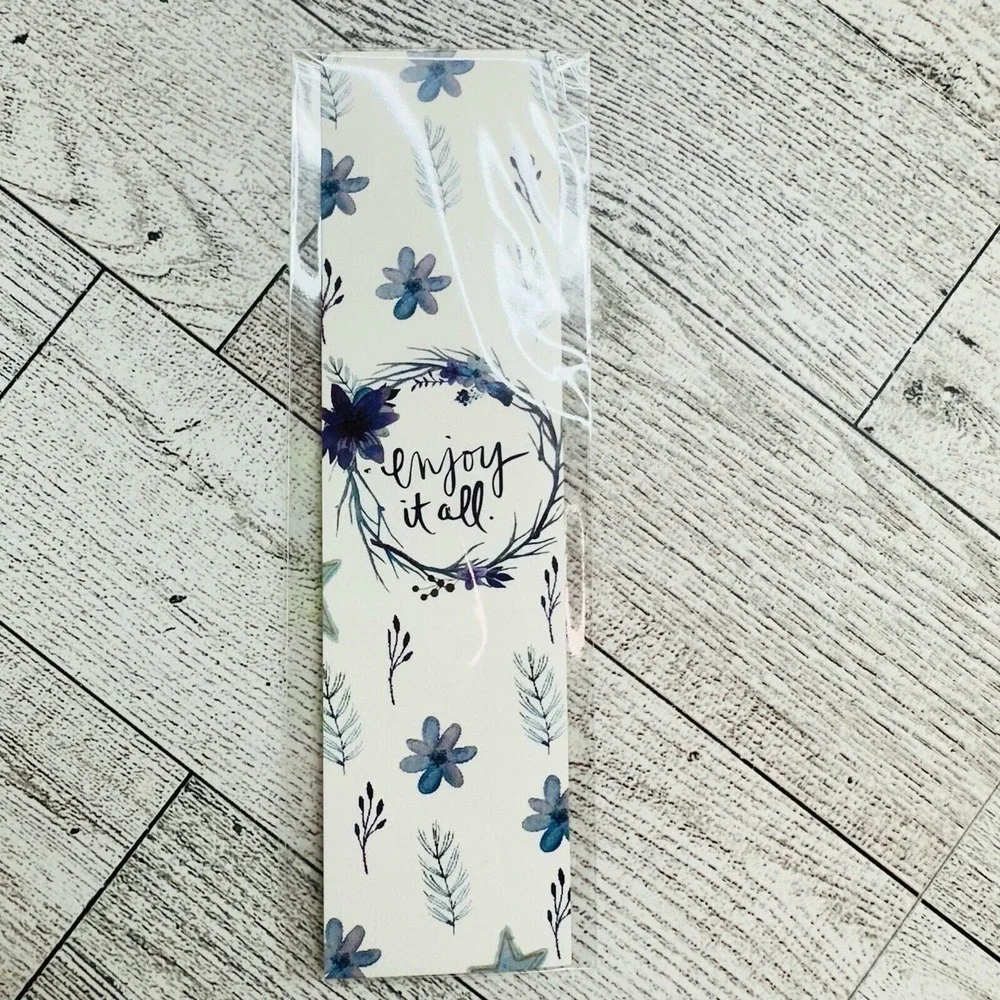 Enjoy It All Floral Bookmark Blue Cardstock Bookish Reading Accessory Gift NEW‎